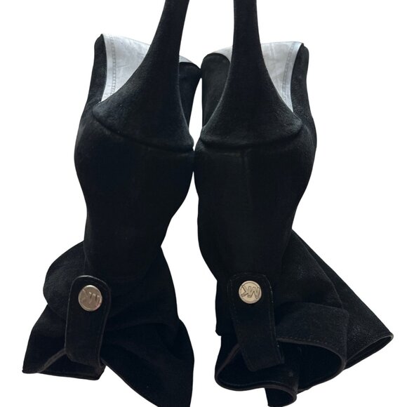 Michael Michael Kors Black Carey Suede Ankle Boots Slouchy Pointed Toe Size 9 - Picture 6 of 8